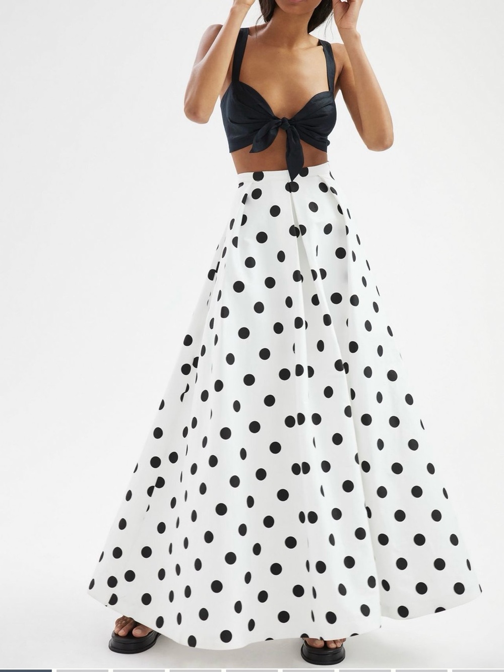 $178 Anthropologie Eva Franco Black & White Polka Dot Maxi Skirt XS NWT